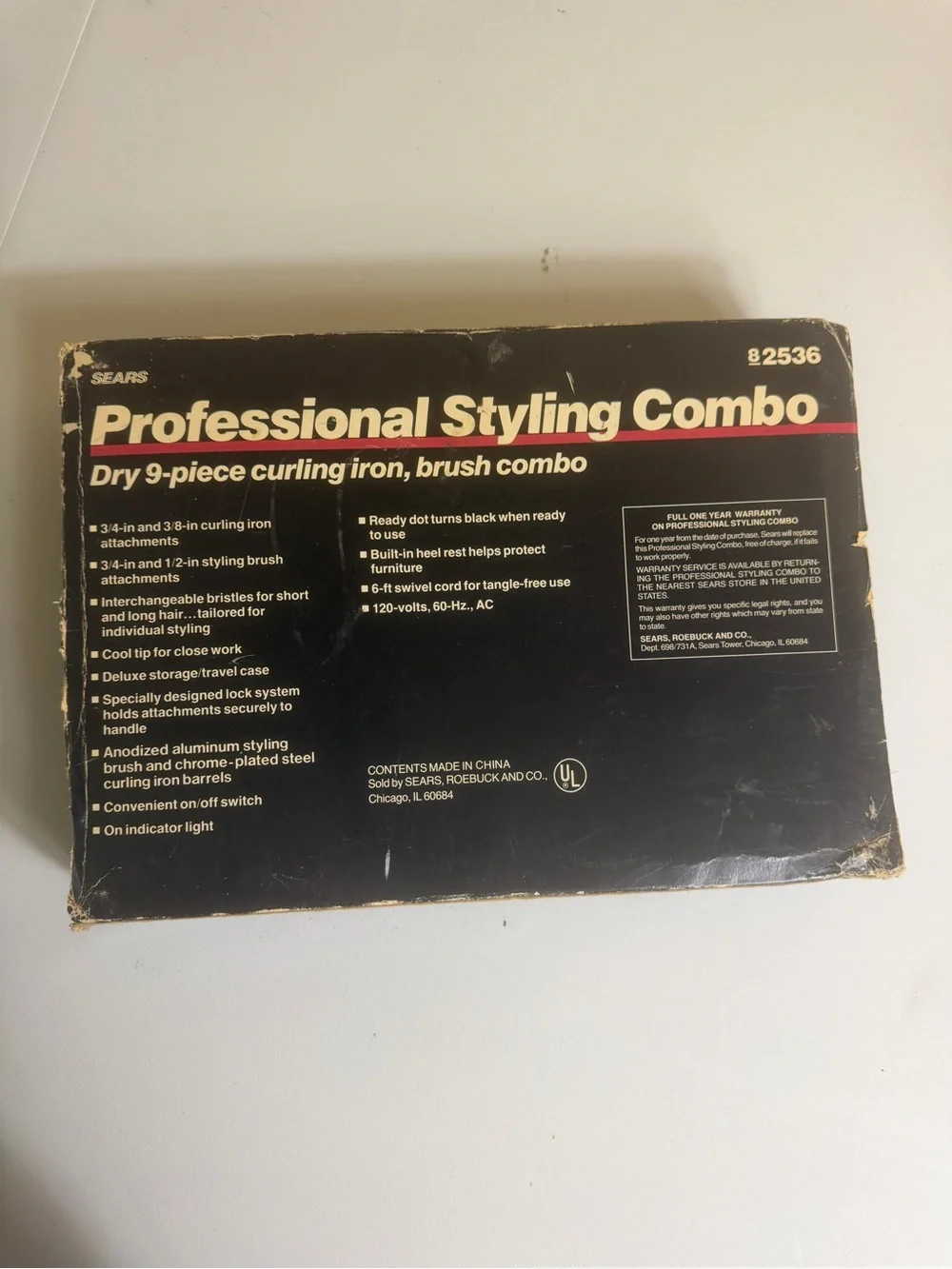 Vintage Sears Professional Styling Combo Hair Curling Iron Brush Kit 9pc Boxed